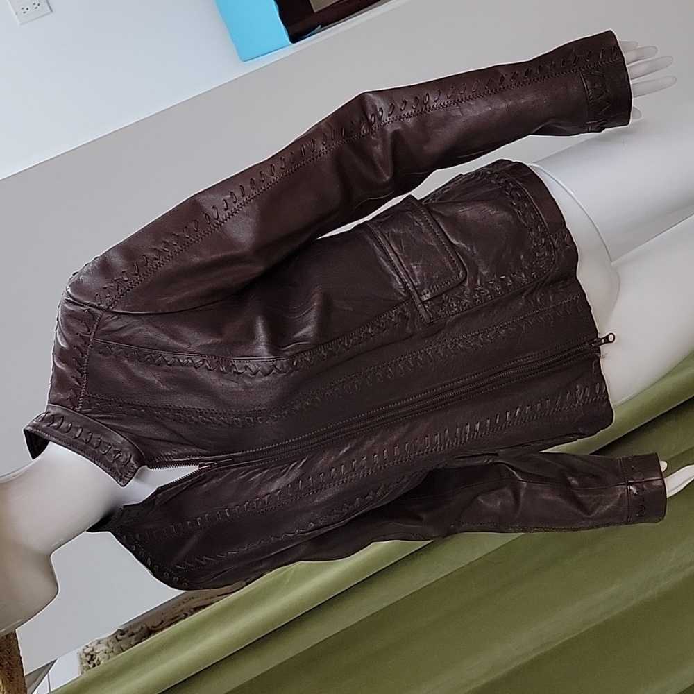 DANIER Chestnut Brown Genuine Leather Jacket Size Medium